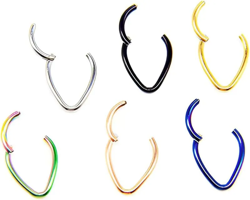 1PC 1.2mm(16g) Silver Diameter 8mm Septum Hinged Nose Hoop Tragus Orbital Cartilage Jewelry 316L Stainless Steel Hypoallergenic Earring Conch Ring Piercing Jewelry Droplet Shape