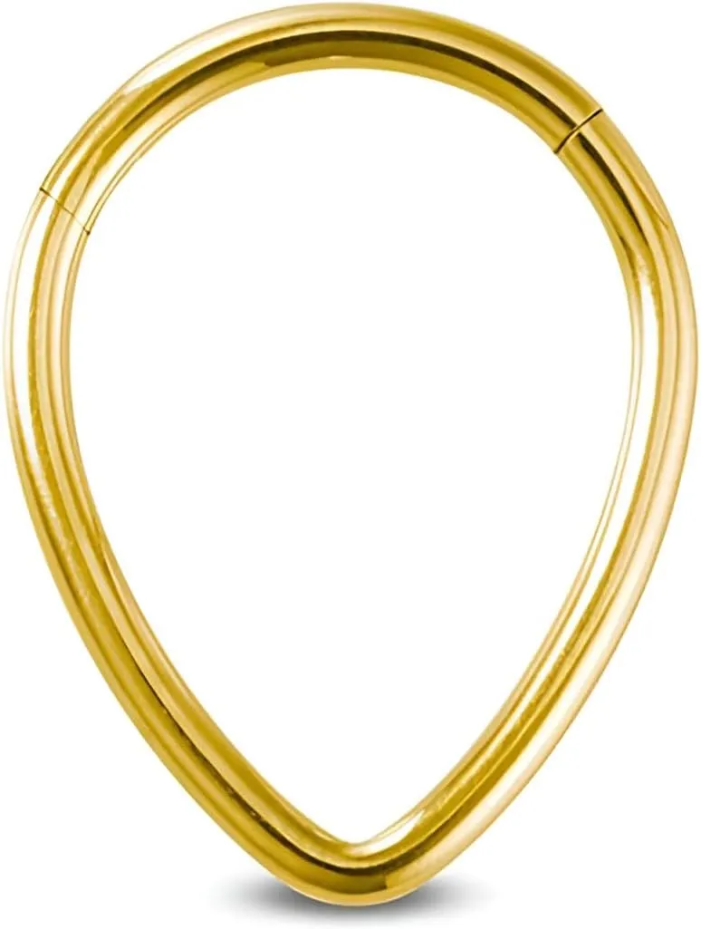 1PC 1.2mm(16g) Silver Diameter 8mm Septum Hinged Nose Hoop Tragus Orbital Cartilage Jewelry 316L Stainless Steel Hypoallergenic Earring Conch Ring Piercing Jewelry Droplet Shape