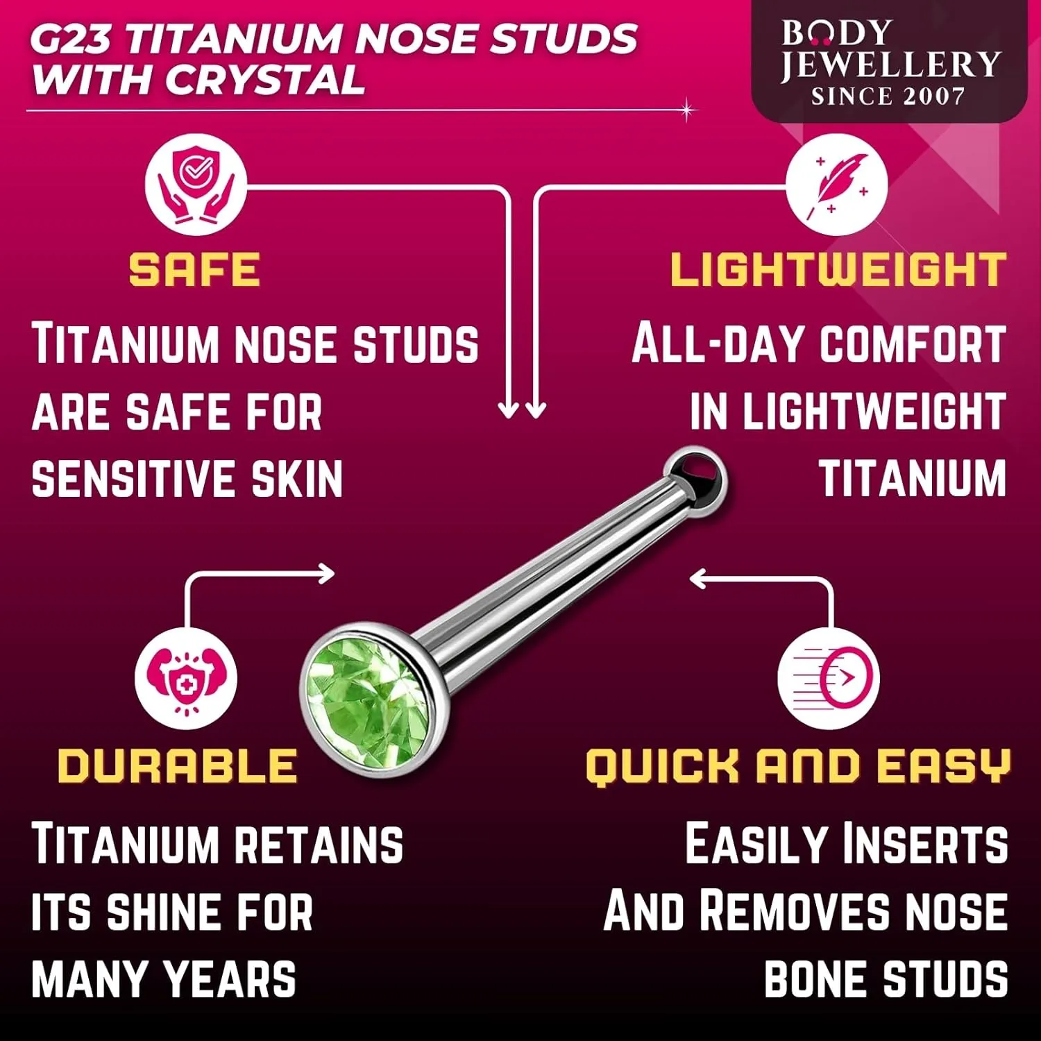 1pc 18g 1mm Titanium Nose Bone Nostril Screw Rings Earrings Septum Hoops Piercing Studs bar Hoop D4TCQ - Pick Color