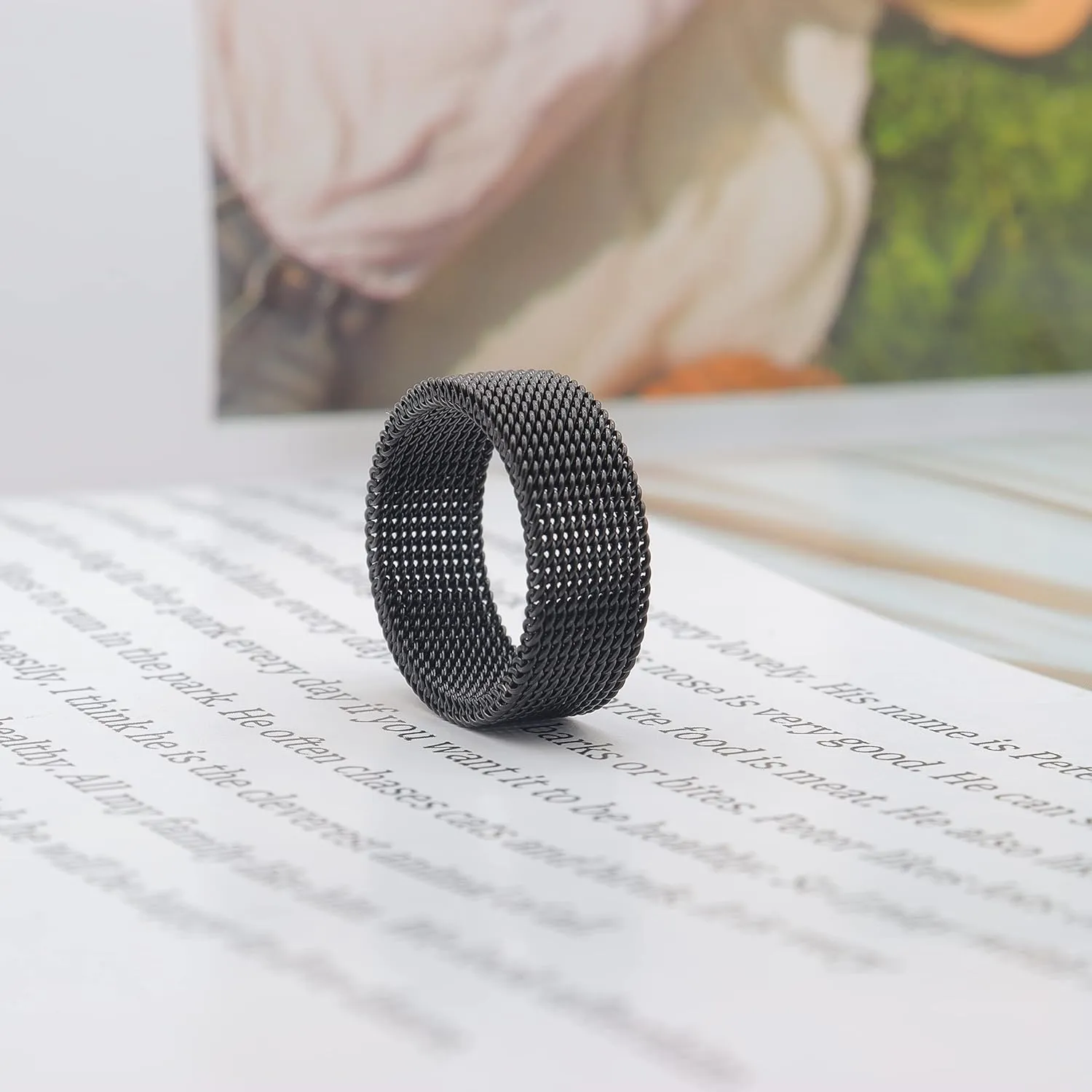 1Pc Stainless Steel 8mm Mesh Ring for Women Men.Fashion Wide Woven Mesh Ring Comfort Fit Wire Mesh Band Ring Punk Jewelry Gifts for Wife