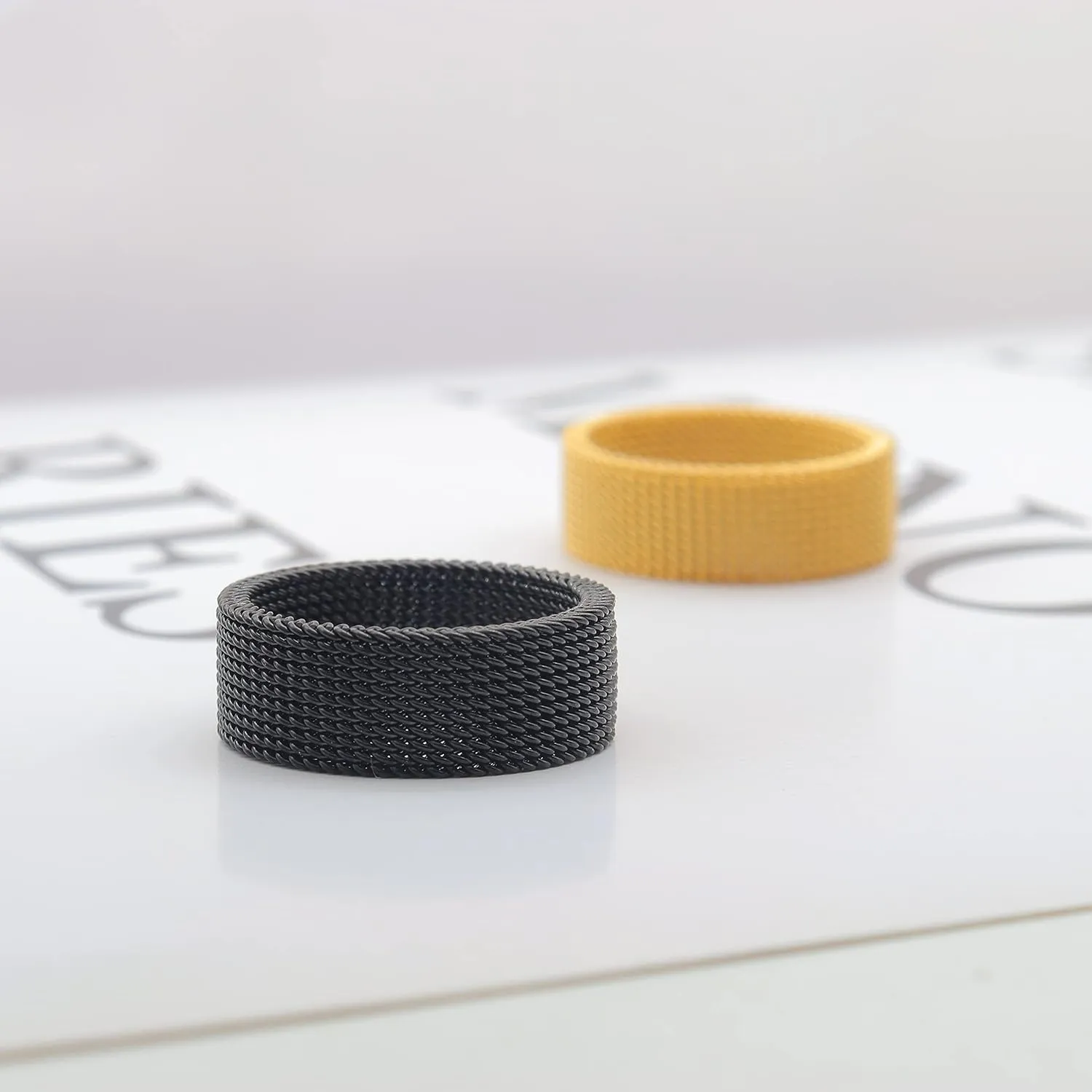 1Pc Stainless Steel 8mm Mesh Ring for Women Men.Fashion Wide Woven Mesh Ring Comfort Fit Wire Mesh Band Ring Punk Jewelry Gifts for Wife