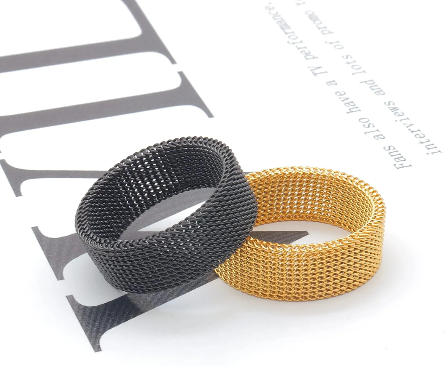 1Pc Stainless Steel 8mm Mesh Ring for Women Men.Fashion Wide Woven Mesh Ring Comfort Fit Wire Mesh Band Ring Punk Jewelry Gifts for Wife
