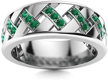 2 CT Round Shape Simulated Gemstone Cross Wedding Engagement Ring in 14K White Gold Plated 925 Sterling Silver Gift for Mens