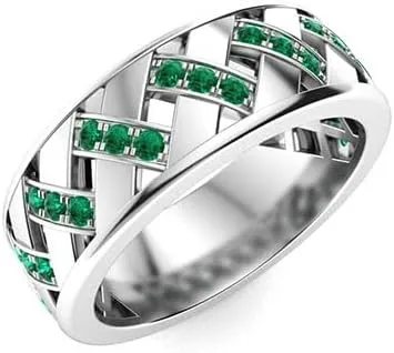 2 CT Round Shape Simulated Gemstone Cross Wedding Engagement Ring in 14K White Gold Plated 925 Sterling Silver Gift for Mens