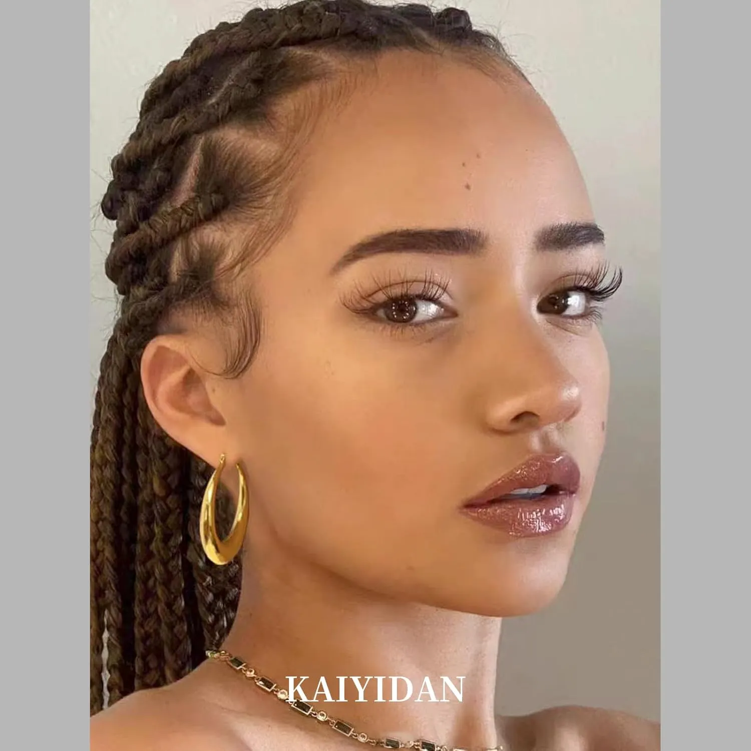 2 Pairs Gold/Silver Hoop Earrings For Women Set Trendy,14K Plated Gold Chunky Huggie Hoop Earings Pack,Oval Twisted Statement Silver Hoops,Fashion Jewelry Gift