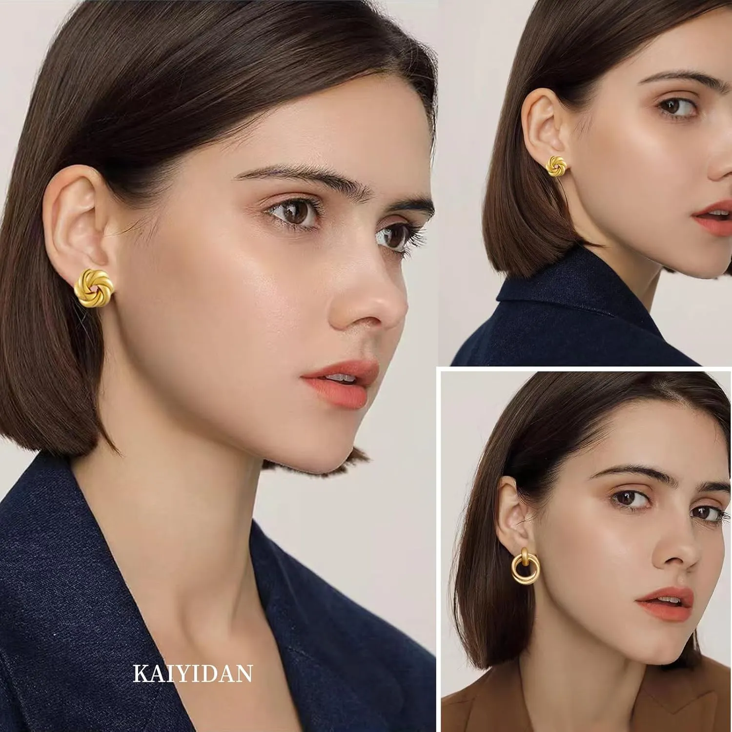 2 Pairs Gold/Silver Hoop Earrings For Women Set Trendy,14K Plated Gold Chunky Huggie Hoop Earings Pack,Oval Twisted Statement Silver Hoops,Fashion Jewelry Gift