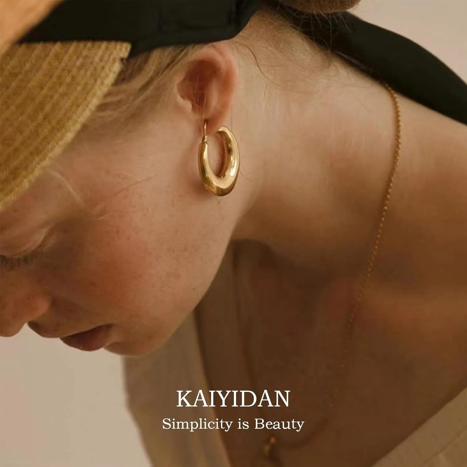2 Pairs Gold/Silver Hoop Earrings For Women Set Trendy,14K Plated Gold Chunky Huggie Hoop Earings Pack,Oval Twisted Statement Silver Hoops,Fashion Jewelry Gift