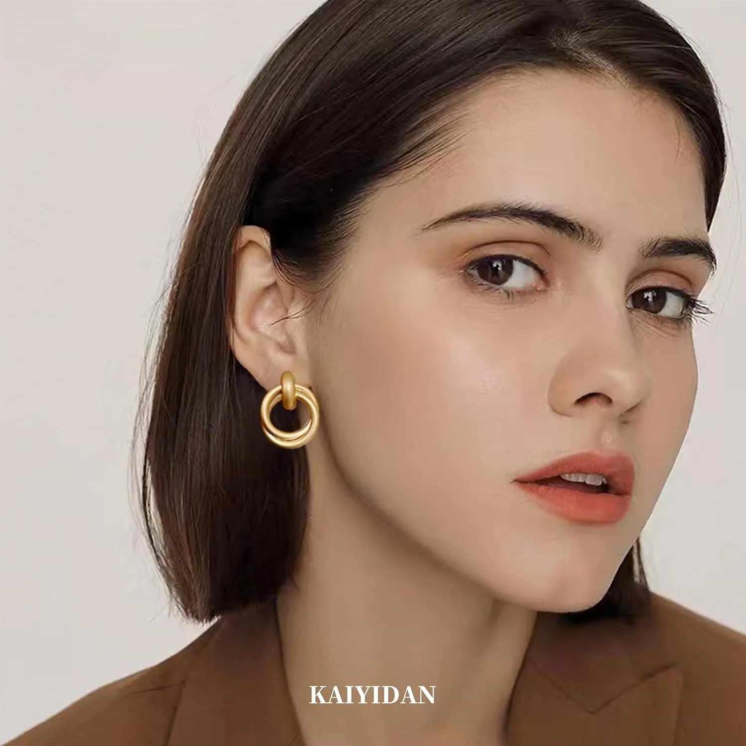 2 Pairs Gold/Silver Hoop Earrings For Women Set Trendy,14K Plated Gold Chunky Huggie Hoop Earings Pack,Oval Twisted Statement Silver Hoops,Fashion Jewelry Gift