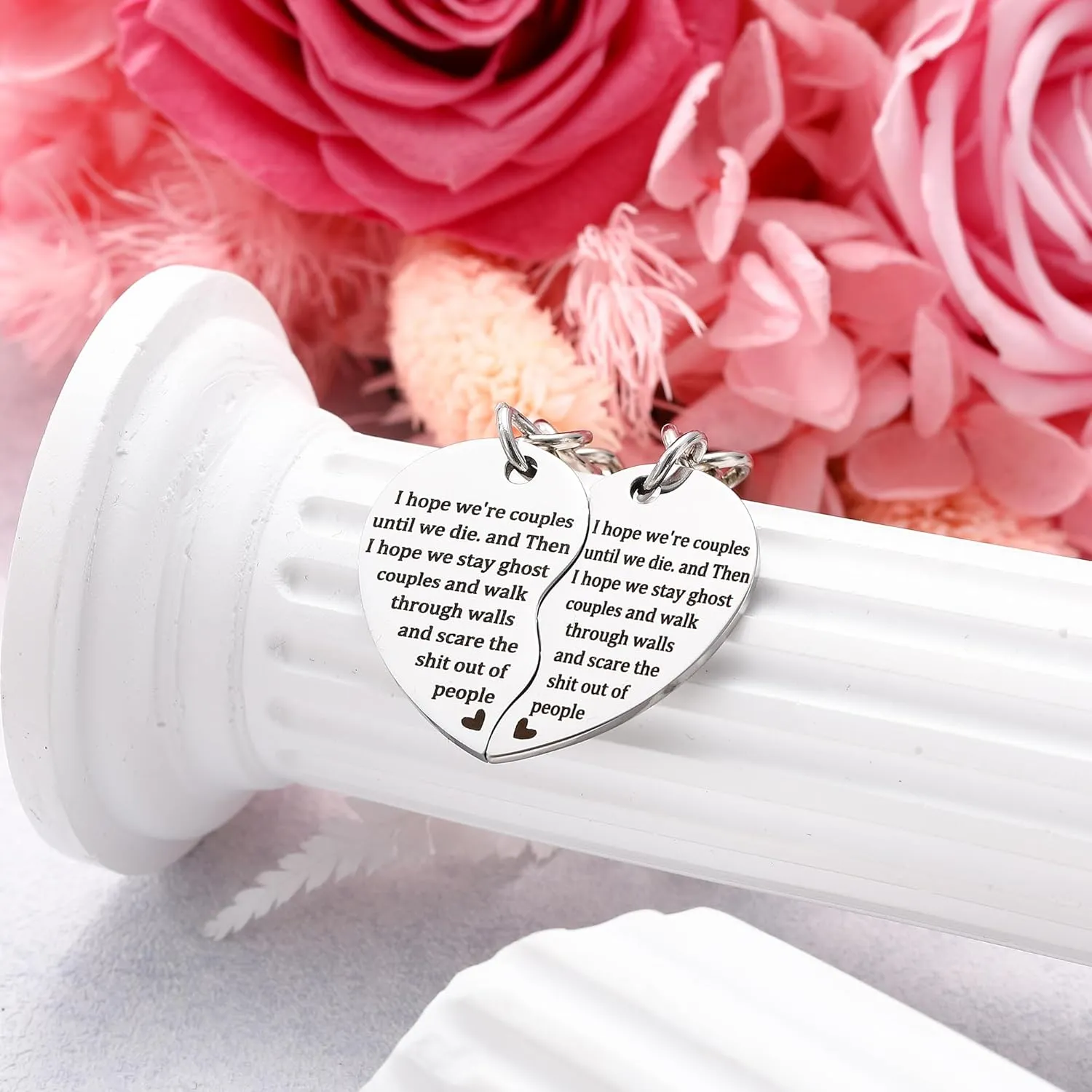 2 Pcs Mother Daughter Heart Matching Keyring Keychain Set Gifts For Mom Mothers Day Gifts from Daughter