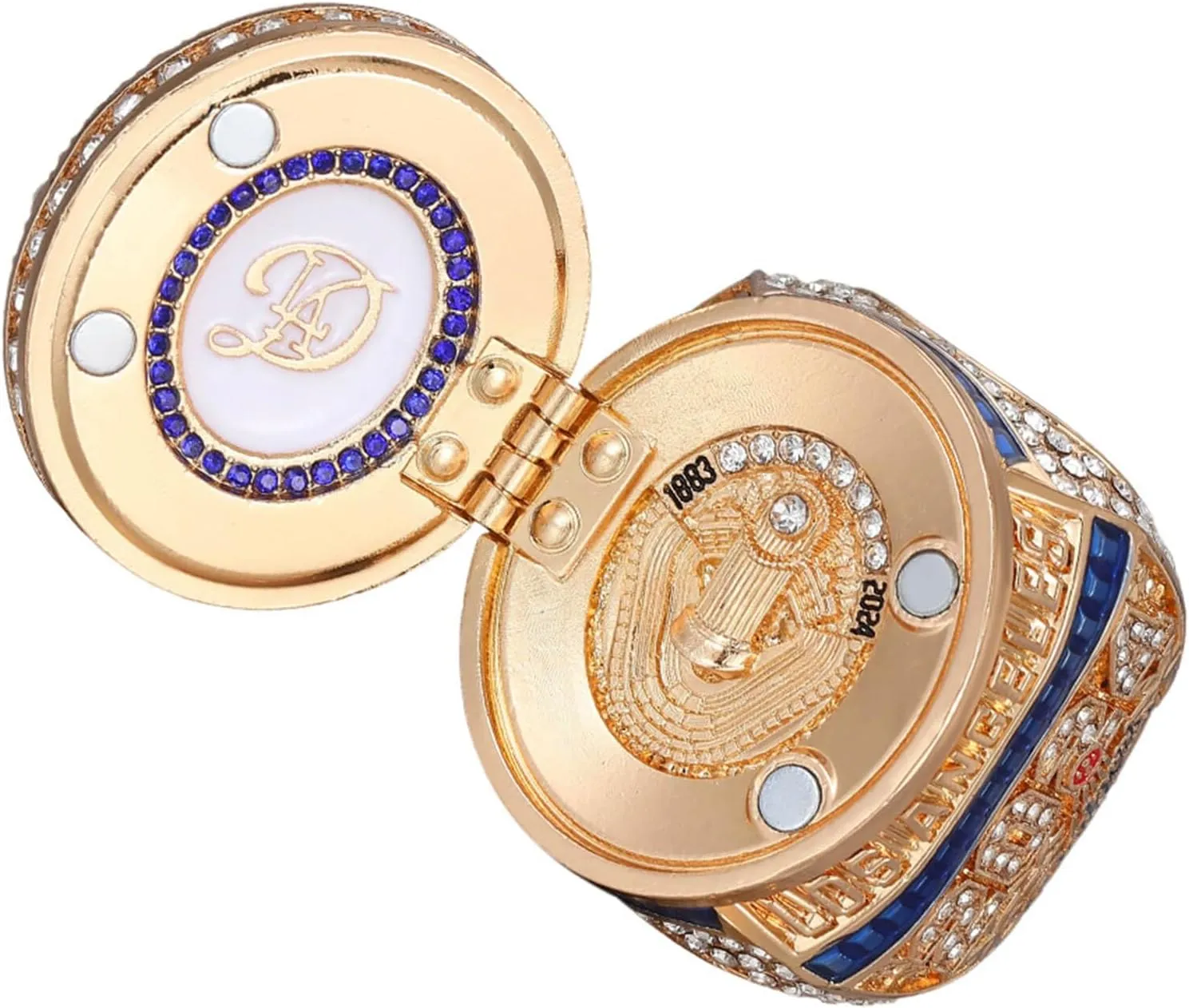 2024 New LA National Baseball Championship Ring, With Wooden Display Box Trendy Accessory Durable Collectible Championship Bling,A Gift For Baseball Fans