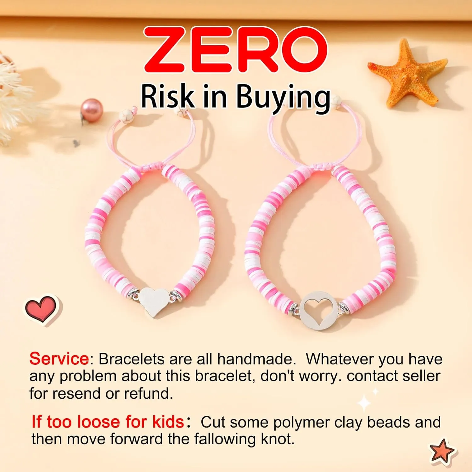 2025 Mommy & Me Matching Heart Bracelets - First Day of Kindergarten & Back to School Gift for Mom & Daughter