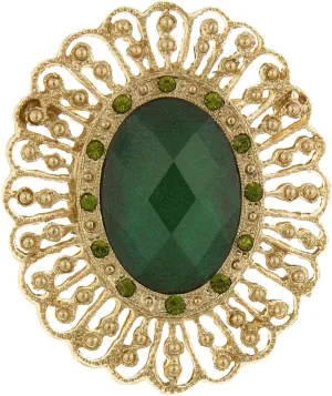 2028 Jewelry Tourmaline Green Stone Olivine Accent Crystal Oval Pin, Great For Dresses, Scarves, Hats, Lapels, Blazers And Coats
