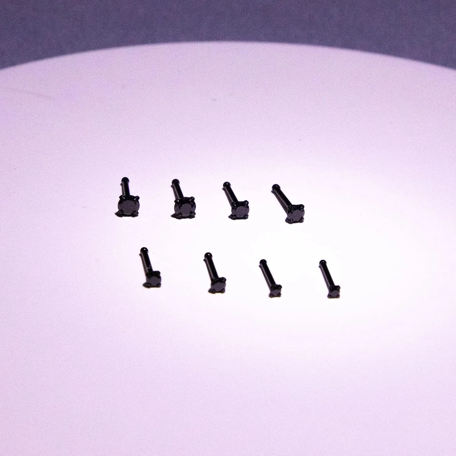 20G 18G Nose Rings Studs Stainless Steel Nose Rings for Women Men Round CZ Nose Bone L Shaped Screw Nose Stud Ring Set Nostril Piercing Jewelry Silver Gold Black