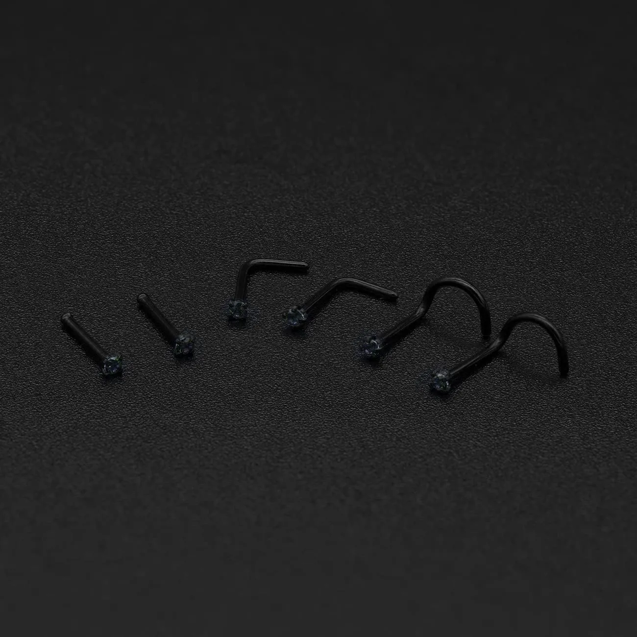 20G 18G Nose Rings Studs Stainless Steel Nose Rings for Women Men Round CZ Nose Bone L Shaped Screw Nose Stud Ring Set Nostril Piercing Jewelry Silver Gold Black