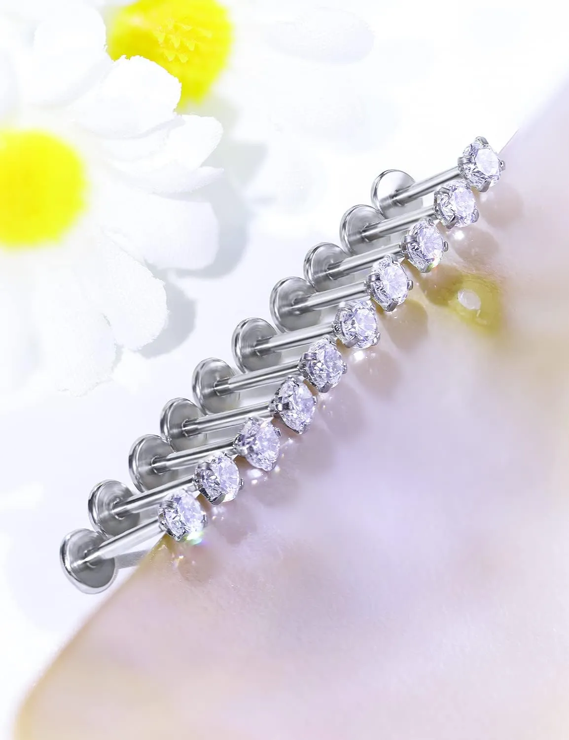 20G 18G Threadless Push in Nose Rings Studs Surgical Steel Pushin Nose Stud 3mm Round Crystal Nose Piercing Jewelry for Women Men