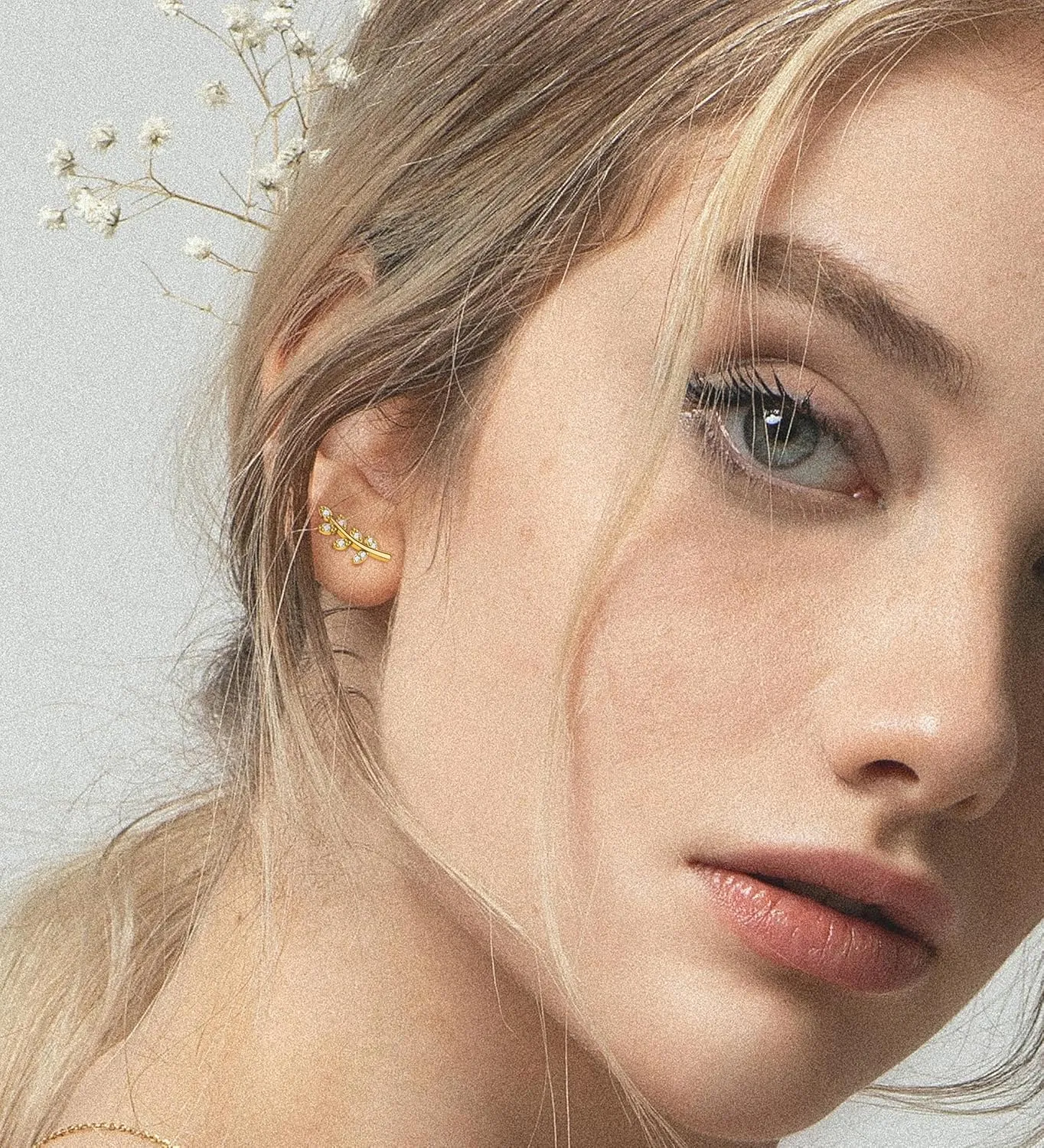 20G Cartilage Earrings for Women 14K Gold Stainless Steel Flat Back Cartilage Stud Earrings for Sensitive Ear Leaf Opal CZ Handmade Helix Conch Piercing Jewelry Gold Leaf