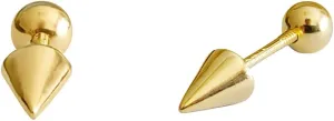 20G Minimalist Spike Ball Cartilage Stud Earrings for Women Girls 925 Sterling Silver Gold Plated Small Cone Edgy Tragus Post Studs Barbell Screw Back Piercing Earring Hypoallergenic Chic Jewelry