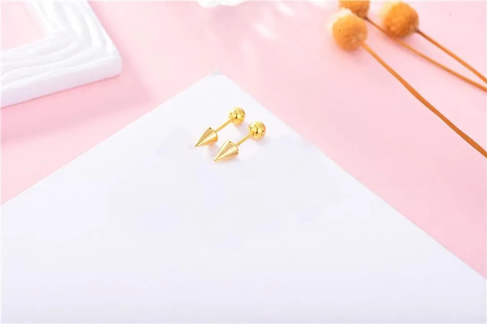 20G Minimalist Spike Ball Cartilage Stud Earrings for Women Girls 925 Sterling Silver Gold Plated Small Cone Edgy Tragus Post Studs Barbell Screw Back Piercing Earring Hypoallergenic Chic Jewelry