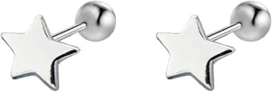 20G Tiny Cute Star Earrings for Women 925 Sterling Silver Small Ball Screw Back Stud Cartilage Tragus Post Minimalist Stars Dainty Birthday Christmas Mother's Day Jewelry Gifts
