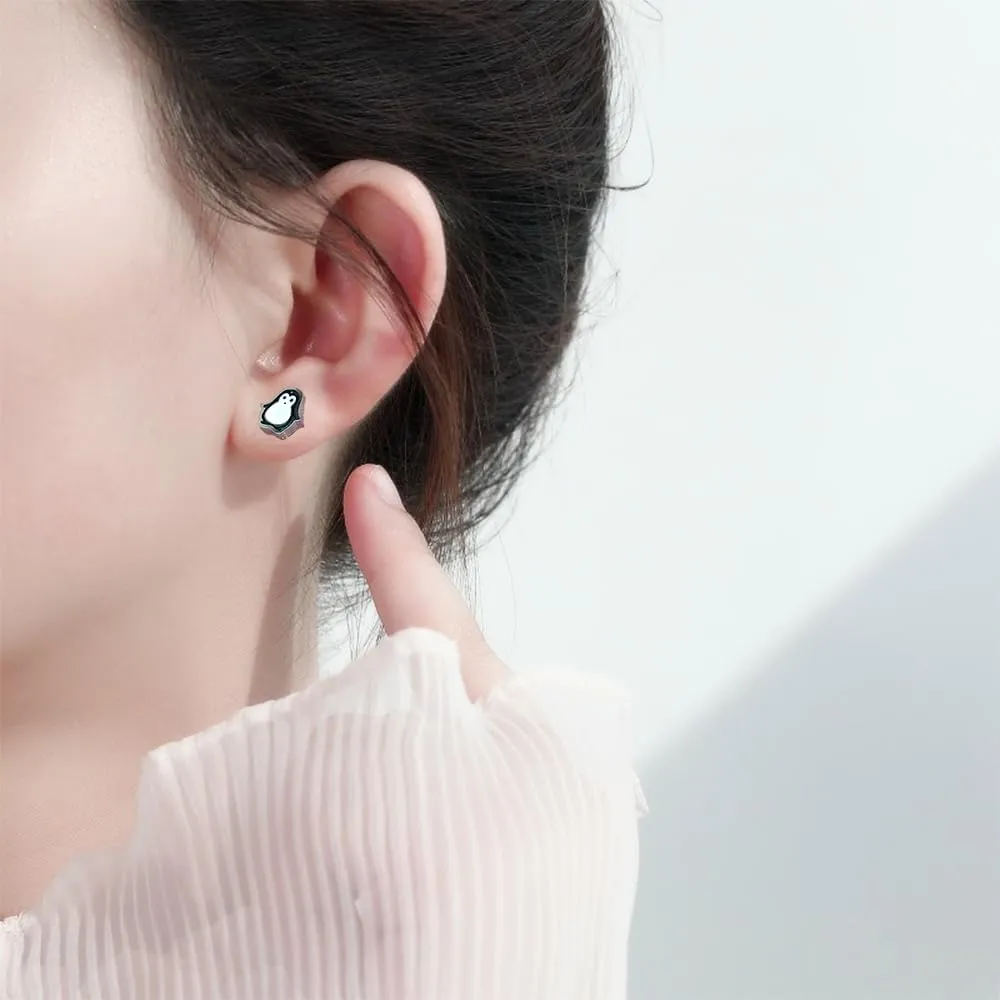 20g Tiny Penguin Stud Earrings for Women Teen Girls Stainless Steel Hypoallergenic Animal Barbell Screw Back Cartilage Tragus Post Fashion Piercing Studs Birthday Christmas Jewelry