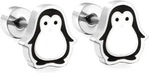 20g Tiny Penguin Stud Earrings for Women Teen Girls Stainless Steel Hypoallergenic Animal Barbell Screw Back Cartilage Tragus Post Fashion Piercing Studs Birthday Christmas Jewelry