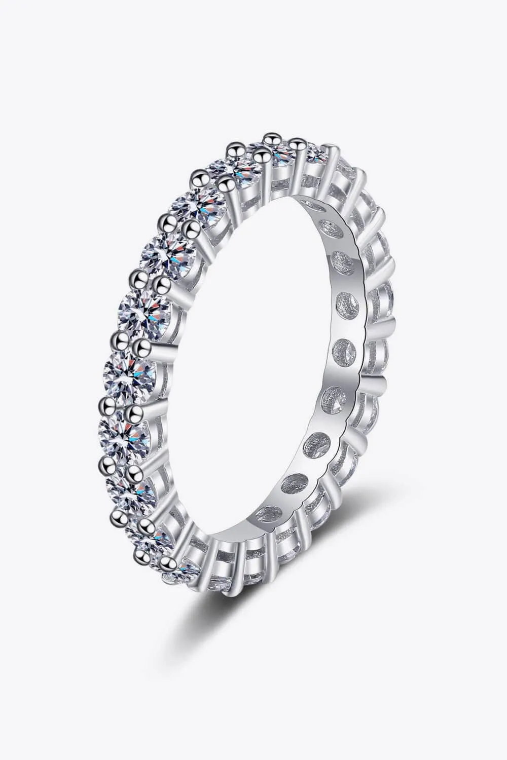 2.2 Carat Moissanite Rhodium-Plated Ring