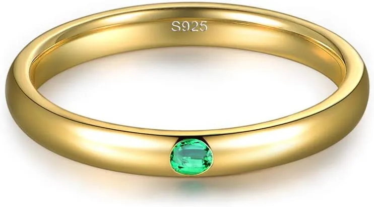 2mm 925 Sterling Silver High Polish Plain Dome Wedding Band Comfort Fit Ring for Women 1.5mm 0.015cttw Emerald Ruby Sapphire