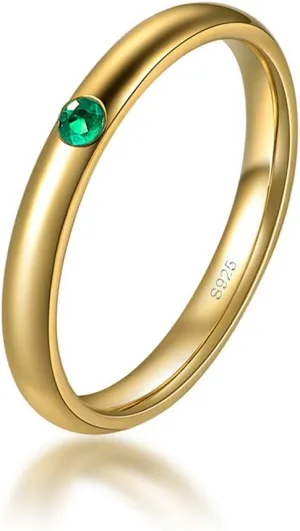 2mm 925 Sterling Silver High Polish Plain Dome Wedding Band Comfort Fit Ring for Women 1.5mm 0.015cttw Emerald Ruby Sapphire