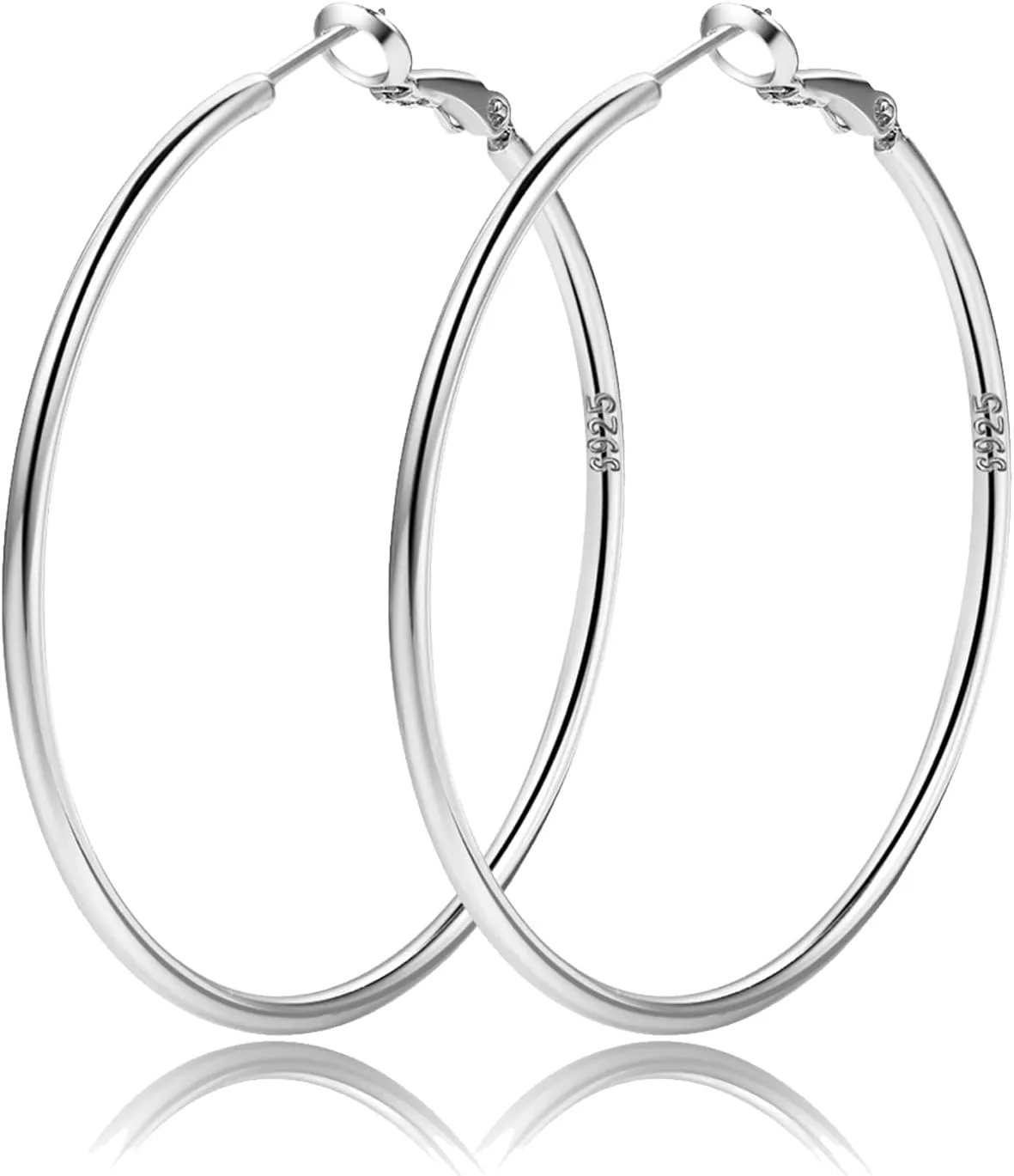 2mm Sterling Silver Big Hoop Earrings For Women - Large Hypoallergenic Circle Endless Thin Oversize Silver Hoops