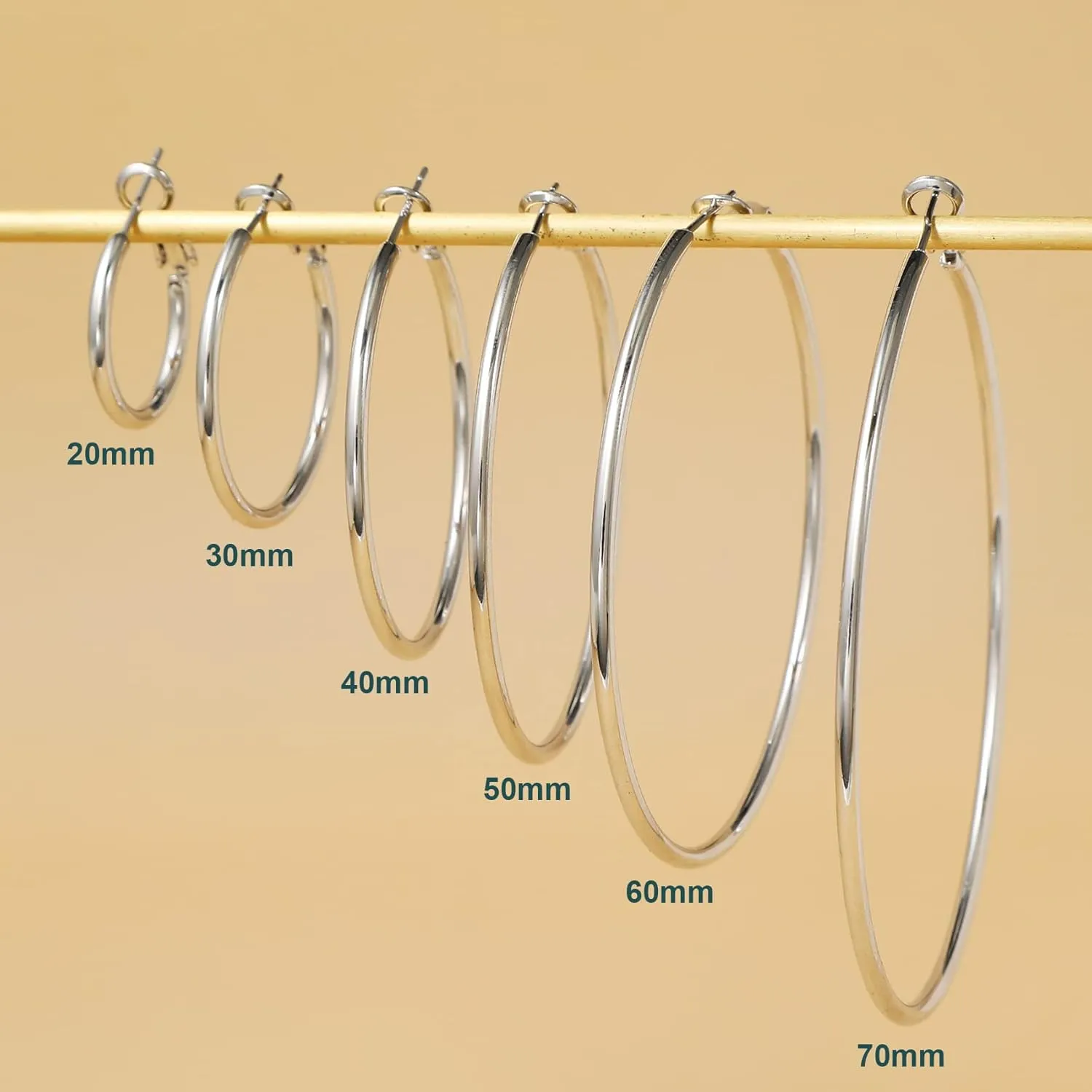 2mm Sterling Silver Big Hoop Earrings For Women - Large Hypoallergenic Circle Endless Thin Oversize Silver Hoops