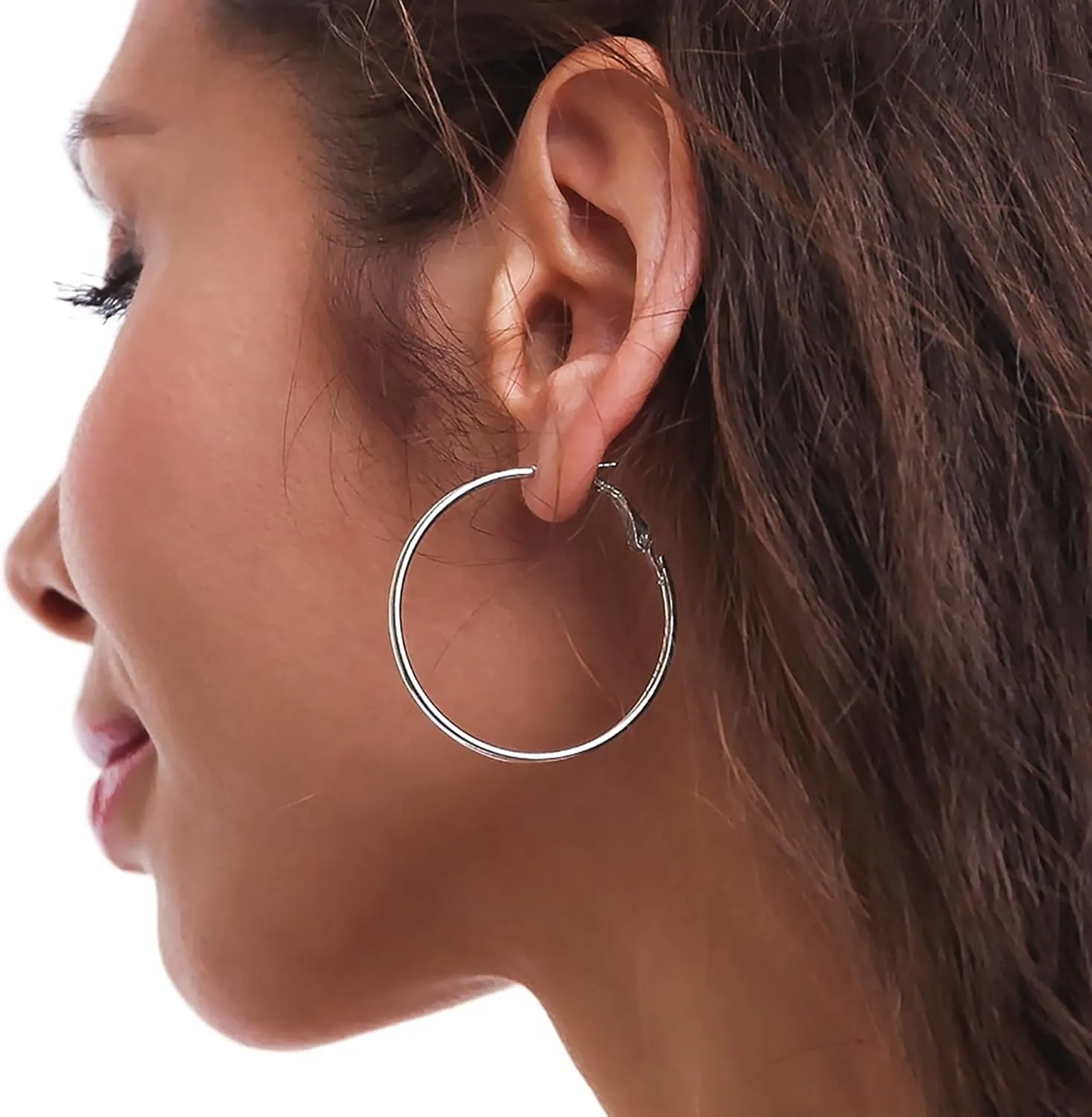 2mm Sterling Silver Big Hoop Earrings For Women - Large Hypoallergenic Circle Endless Thin Oversize Silver Hoops