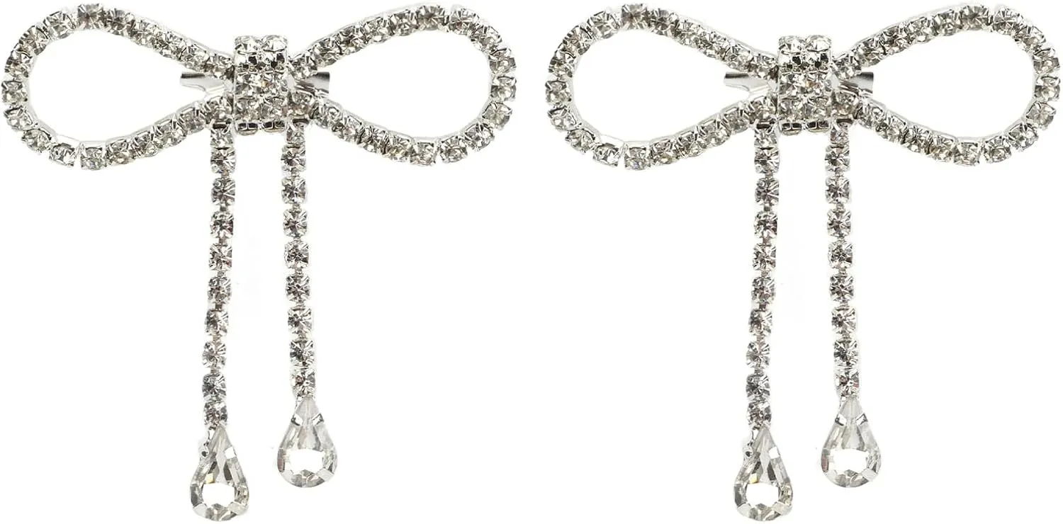 2Pcs Brooches for Women, Rhinestone Bow Brooch Pin Exquisite Shiny Tassel Design Crystal Brooch for Women Crafts, Rhinestone Brooch Lapel Pin for Jewelry Dress Accessories Party