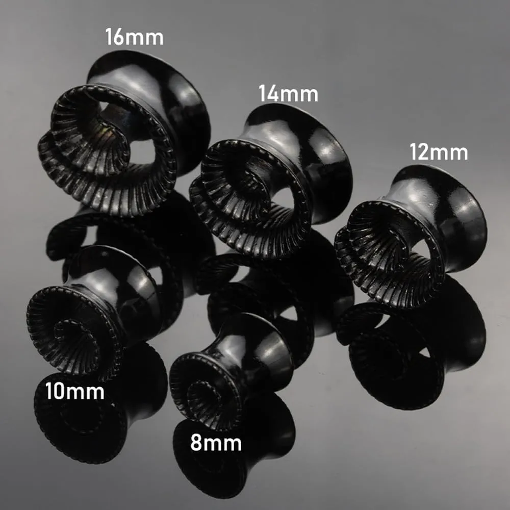 2PCS Cool Vintage Skull Swirl Tunnels Ear Plugs Gauges for Ears Stainless Steel Ear Expander Stretcher Piercing Spiral Ear Gauges Body Jewelry