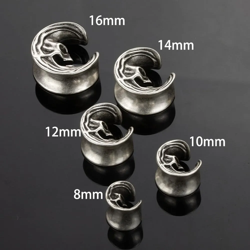 2PCS Cool Vintage Skull Swirl Tunnels Ear Plugs Gauges for Ears Stainless Steel Ear Expander Stretcher Piercing Spiral Ear Gauges Body Jewelry