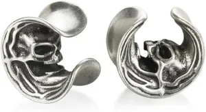 2PCS Cool Vintage Skull Swirl Tunnels Ear Plugs Gauges for Ears Stainless Steel Ear Expander Stretcher Piercing Spiral Ear Gauges Body Jewelry