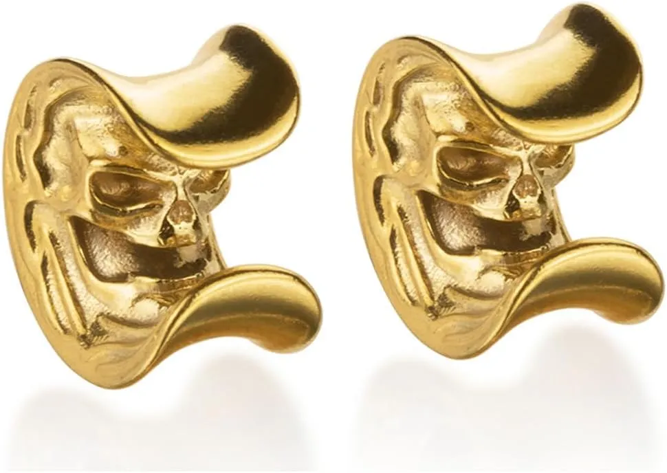 2PCS Cool Vintage Skull Swirl Tunnels Ear Plugs Gauges for Ears Stainless Steel Ear Expander Stretcher Piercing Spiral Ear Gauges Body Jewelry