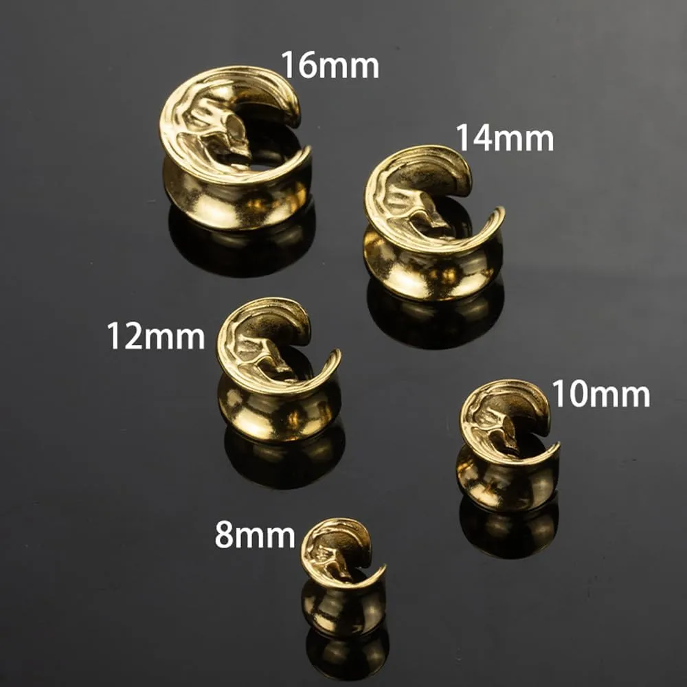 2PCS Cool Vintage Skull Swirl Tunnels Ear Plugs Gauges for Ears Stainless Steel Ear Expander Stretcher Piercing Spiral Ear Gauges Body Jewelry