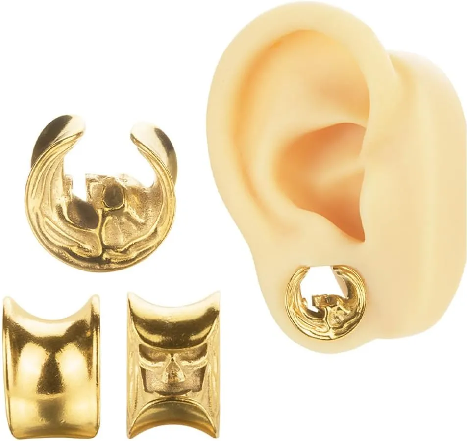2PCS Cool Vintage Skull Swirl Tunnels Ear Plugs Gauges for Ears Stainless Steel Ear Expander Stretcher Piercing Spiral Ear Gauges Body Jewelry