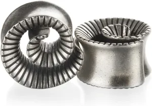2PCS Cool Vintage Skull Swirl Tunnels Ear Plugs Gauges for Ears Stainless Steel Ear Expander Stretcher Piercing Spiral Ear Gauges Body Jewelry