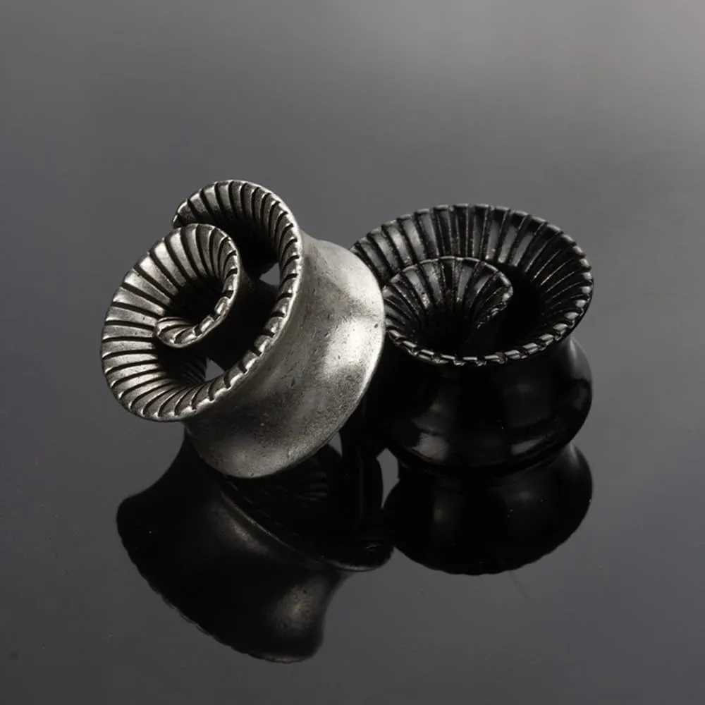 2PCS Cool Vintage Skull Swirl Tunnels Ear Plugs Gauges for Ears Stainless Steel Ear Expander Stretcher Piercing Spiral Ear Gauges Body Jewelry