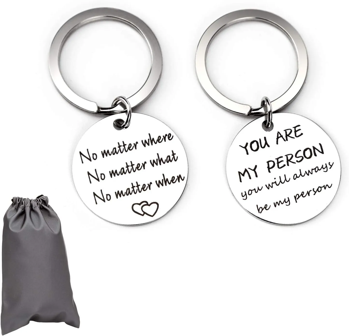 2PCS Couples Keychains Stainless Steel Pendant Lover Keychain You are My Person You Will Always Be My Person Best Friends Gift for Valentines Day Anniversary Wedding Birthday Gift