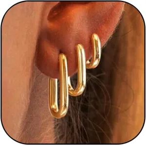 3 Pairs Chunky Gold Hoop Earrings Sets for Women Gold Hypoallergenic Oval Huggie Earrings Lightweight Thick Rectangle Hoop Earrings Trendy Jewelry for Women