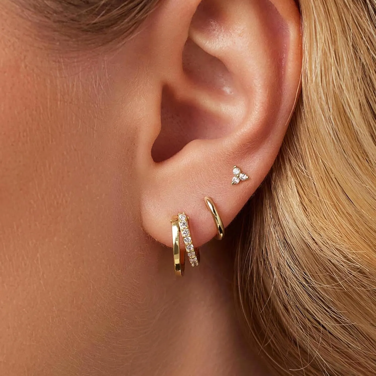 3 Pairs Gold Hoop Earrings for Women Trendy Dainty Gold Huggie Earrings 14k Gold Stud Earring Hypoallergenic Earrings Small Hoop Earrings for Gifts