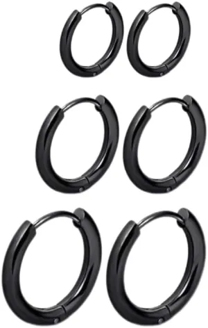 3 Pairs Round Small Hoop Earrings for Women 14K Gold Plated Hypoallergenic Huggie Thick Earrings Set for Multiple Piercing Cartilage Hoop Earrings Stack Jewelry