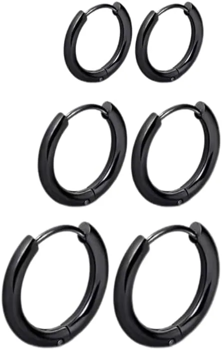 3 Pairs Round Small Hoop Earrings for Women 14K Gold Plated Hypoallergenic Huggie Thick Earrings Set for Multiple Piercing Cartilage Hoop Earrings Stack Jewelry