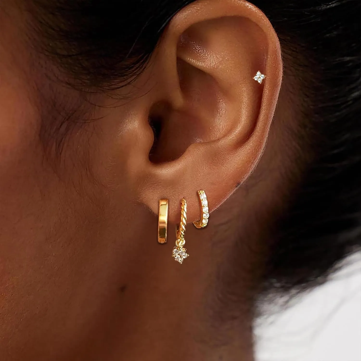 3 Pairs Silver Huggie Hoop Earrings Set Gold Huggie Earrings for Women Lightweight Hypoallergenic Heart Hoops Earrings Set Jewelry