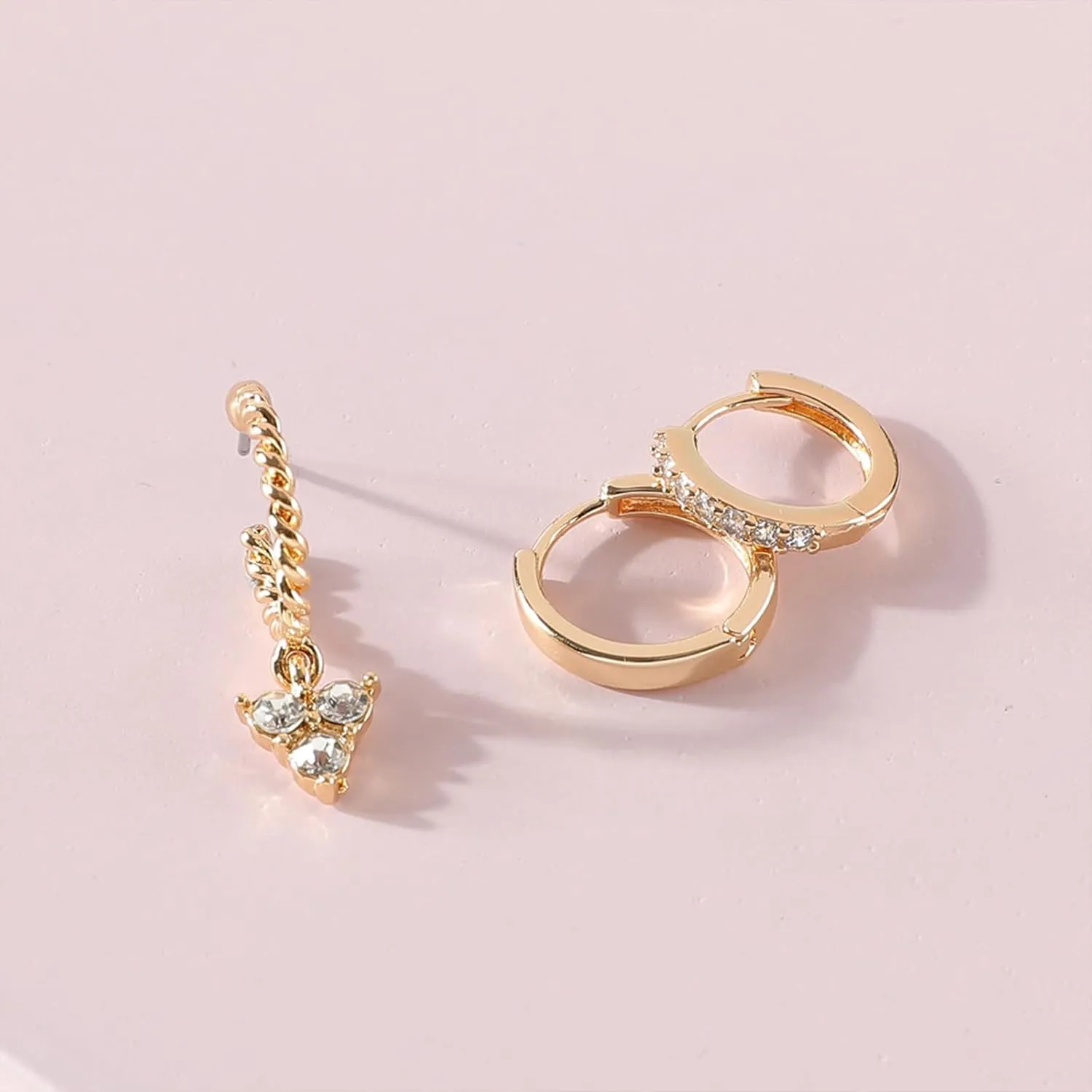 3 Pairs Silver Huggie Hoop Earrings Set Gold Huggie Earrings for Women Lightweight Hypoallergenic Heart Hoops Earrings Set Jewelry