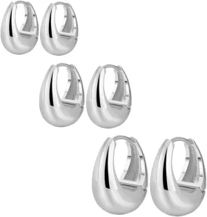 3 Pairs Small Hoop Earrings Set for Women Lightweight Cuff Huggie Earrings Mini Hypoallergenic Gold Silver Hoops Cartilage Earring Piercing Jewelry for Women