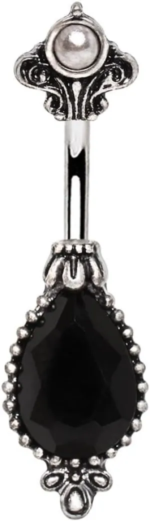 316L Stainless Steel Black Victorian Design WildKlass Navel Ring