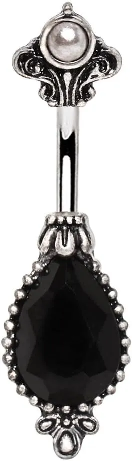 316L Stainless Steel Black Victorian Design WildKlass Navel Ring